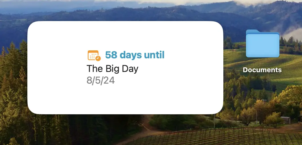 Countdown widget on your Mac desktop