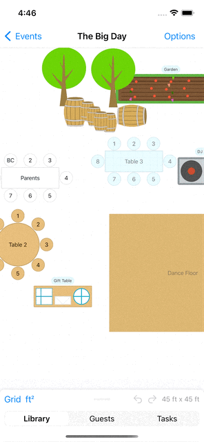 Demo of duplicating an event floor plan to create a new event with the same layout.