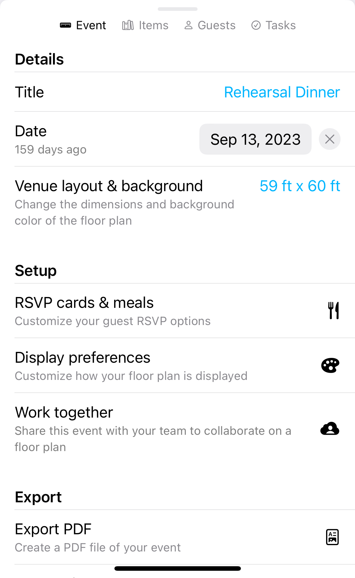 Use Work together to start a collaboration on any event with other Seat Puzzle customers