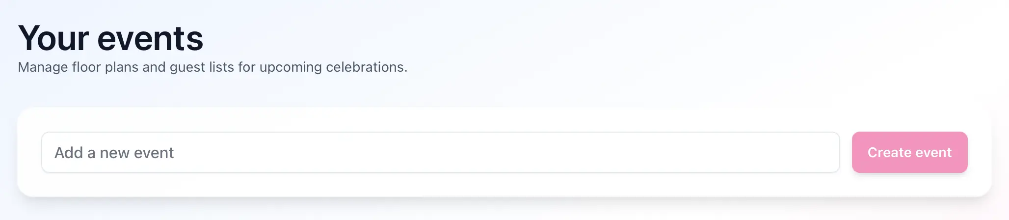 Name your event to create a new floor plan.
