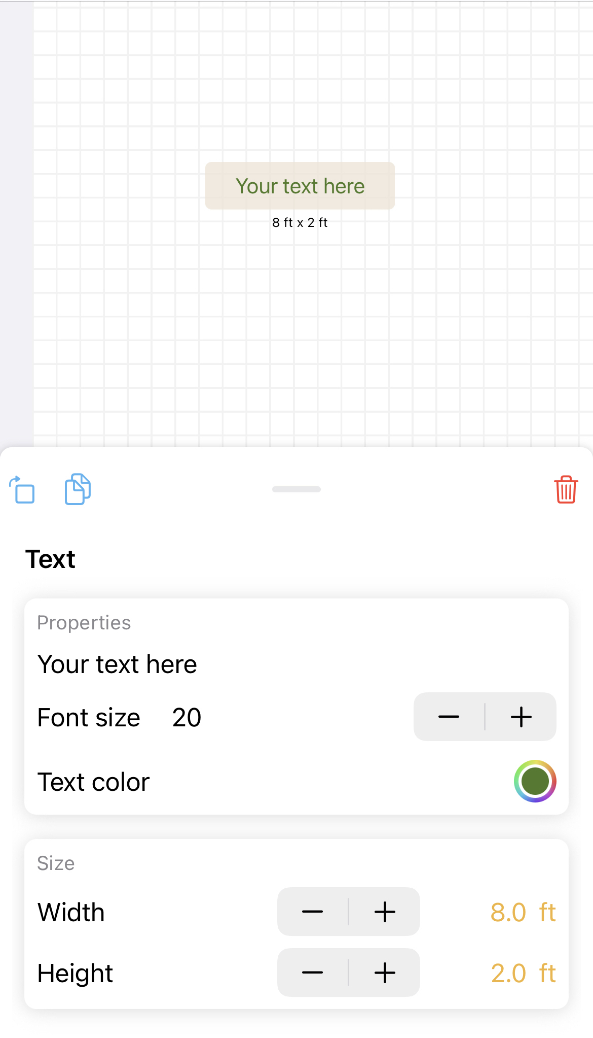 Text item to add text directly to your space