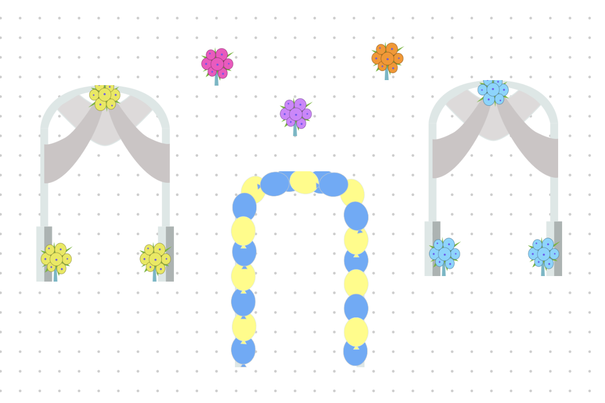 Now you can customize the colors of flowers and arches items