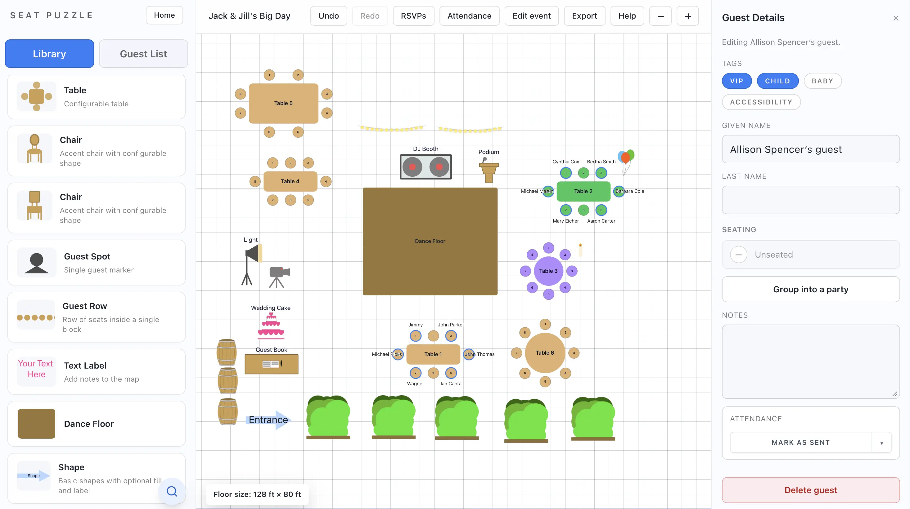 Seat Puzzle floor plan editor preview