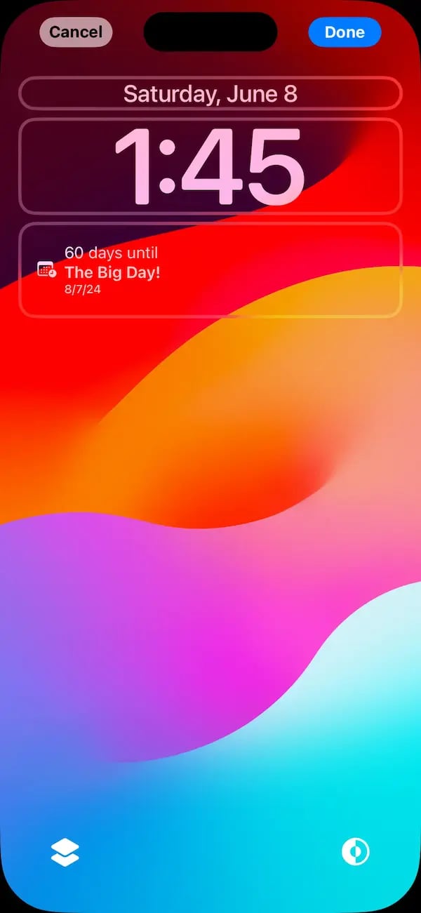Lock Screen countdown widget example