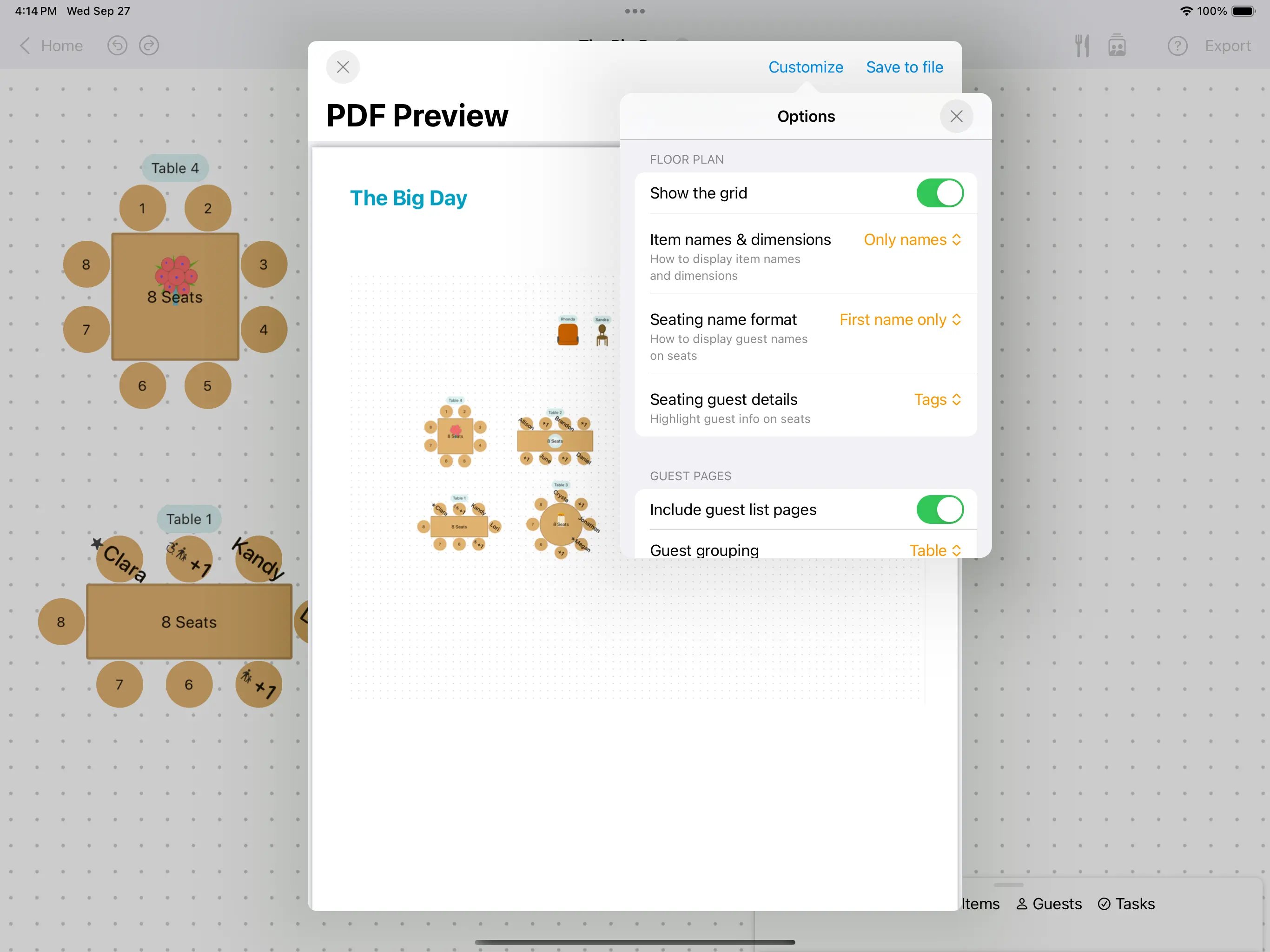 Customizing a PDF export