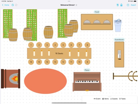 Example of rehearsal dinner seating chart